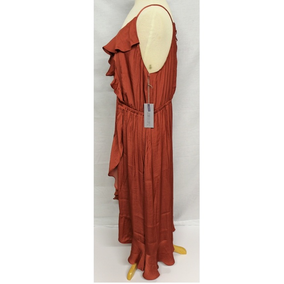 Jennifer Lopez Ruffle Faux-Wrap Dress - Red - Picture 2 of 6